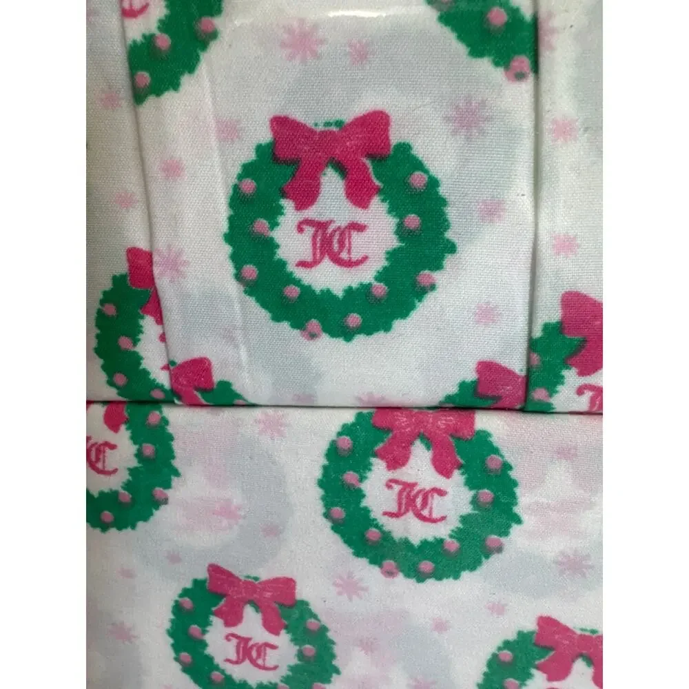 NIP Juicy‎ Couture Home Full Christmas Sheet Set Wreath Print
